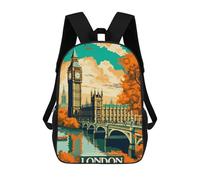 sinyumoney Sacs À Dos Imprimés En 3D Pour Enfants Welcome to London III : Sac À Dos Scolaire Mignon Pour Garçons, Idéal Pour Les Activités De Plein Air Et Les Sorties Au Collège 17inch