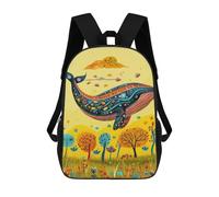 sinyumoney Sacs À Dos Imprimés En 3D Pour Enfants Whale in Autumn Field-1 Sacs À Dos Scolaires Garçon Fille Avec Grandes Poches Pour Enfants 17inch