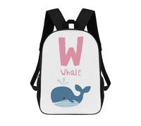 sinyumoney Sacs À Dos Imprimés En 3D Pour Enfants Whale with W Illustration : Sac À Dos Scolaire Mignon Pour Garçons, Idéal Pour Les Activités De Plein Air Et Les Sorties Au Collège 17inch