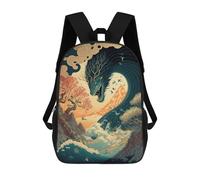 sinyumoney Sacs À Dos Imprimés En 3D Pour Enfants Whispering Waves of The Unknown Sacs À Dos Scolaires Garçon Fille Avec Grandes Poches Pour Enfants 17inch