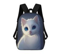 sinyumoney Sacs À Dos Imprimés En 3D Pour Enfants White Cat with Blue Eyes : Sac À Dos Scolaire Mignon Pour Garçons, Idéal Pour Les Activités De Plein Air Et Les Sorties Au Collège 17inch