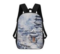 sinyumoney Sacs À Dos Imprimés En 3D Pour Enfants Winter Temple Landscape Sacs À Dos Scolaires Garçon Fille Avec Grandes Poches Pour Enfants 17inch