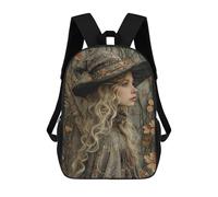 sinyumoney Sacs À Dos Imprimés En 3D Pour Enfants Witch Hat with Broomstick Sacs À Dos Scolaires Garçon Fille Avec Grandes Poches Pour Enfants 17inch