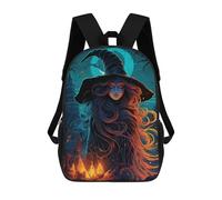 sinyumoney Sacs À Dos Imprimés En 3D Pour Enfants Witch in The Moonlit Forest Sacs À Dos Scolaires Garçon Fille Avec Grandes Poches Pour Enfants 17inch