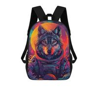 sinyumoney Sacs À Dos Imprimés En 3D Pour Enfants Wolf Astronaut Space : Sac À Dos Scolaire Mignon Pour Garçons, Idéal Pour Les Activités De Plein Air Et Les Sorties Au Collège 17inch