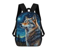 sinyumoney Sacs À Dos Imprimés En 3D Pour Enfants Wolf Starry Night Sacs À Dos Tendance Et Décontractés, Sacs De Voyage Mignons, Sacs À Dos Décontractés Pour Garçons Et Filles