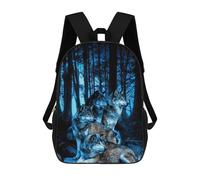 sinyumoney Sacs À Dos Imprimés En 3D Pour Enfants Wolves in The Moonlit Forest Sacs À Dos Scolaires Garçon Fille Avec Grandes Poches Pour Enfants 17inch