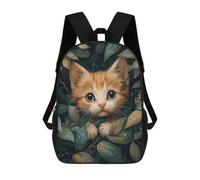 sinyumoney Sacs À Dos Kitten Hiding In Leaves Sac À Dos Scolaire Pour Enfants, Sac D'école Imprimé En 3D Pour Garçons, Élèves Du Primaire Et Du Collège 17inch