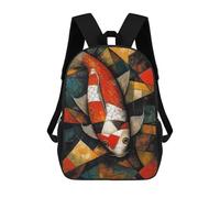 sinyumoney Sacs À Dos Koi Fish Oil Painting Sac À Dos Scolaire Pour Enfants, Sac D'école Imprimé En 3D Pour Garçons, Élèves Du Primaire Et Du Collège 17inch