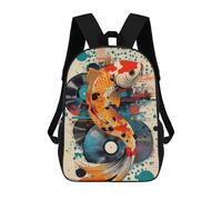 sinyumoney Sacs À Dos Koi Fish & Vinyl Vibrant Koi Fish Pop Art Unique Aquatic Decor Sac À Dos Scolaire Pour Enfants, Sac D'école Imprimé En 3D Pour Garçons, Élèves Du Primaire Et Du Collège 17inch
