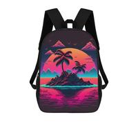 sinyumoney Sacs À Dos Neon Tropical Island Sunset -1 Sac À Dos Scolaire Pour Enfants, Sac D'école Imprimé En 3D Pour Garçons, Élèves Du Primaire Et Du Collège 17inch