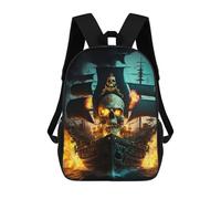 sinyumoney Sacs À Dos Pirate Ship in Flames Sac À Dos Scolaire Pour Enfants, Sac D'école Imprimé En 3D Pour Garçons, Élèves Du Primaire Et Du Collège 17inch