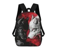 sinyumoney Sacs À Dos Pour Enfants 17inch Black And White Wolves with Red Eyes Sac À Dos Imprimé 3D, Sac D'école, Sac Tendance, Sac De Voyage, Sac Scolaire Pour L'école Ou Les Voyages