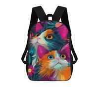 sinyumoney Sacs À Dos Pour Enfants 17inch Colorful Cats with Flowers Sac À Dos Imprimé 3D, Sac D'école, Sac Tendance, Sac De Voyage, Sac Scolaire Pour L'école Ou Les Voyages