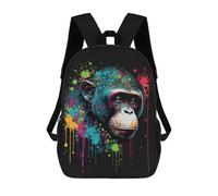 sinyumoney Sacs À Dos Pour Enfants 17inch Colorful Chimpanzee Art Print Sac À Dos Imprimé 3D, Sac D'école, Sac Tendance, Sac De Voyage, Sac Scolaire Pour L'école Ou Les Voyages