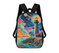 sinyumoney Sacs À Dos Pour Enfants 17inch Colorful Lighthouse Coastal Scene -1 Sac À Dos Imprimé 3D, Sac D'école, Sac Tendance, Sac De Voyage, Sac Scolaire Pour L'école Ou Les Voyages