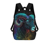 sinyumoney Sacs À Dos Pour Enfants 17inch Colorful Ram Head Art Print-3 Sac À Dos Imprimé 3D, Sac D'école, Sac Tendance, Sac De Voyage, Sac Scolaire Pour L'école Ou Les Voyages
