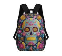 sinyumoney Sacs À Dos Pour Enfants 17inch Colorful Sugar Skull Art Print-1 Sac À Dos Imprimé 3D, Sac D'école, Sac Tendance, Sac De Voyage, Sac Scolaire Pour L'école Ou Les Voyages