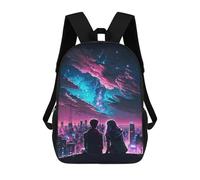 sinyumoney Sacs À Dos Pour Enfants 17inch Couple Silhouettes Night Cityscape Sac À Dos Imprimé 3D, Sac D'école, Sac Tendance, Sac De Voyage, Sac Scolaire Pour L'école Ou Les Voyages