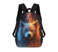 sinyumoney Sacs À Dos Pour Enfants 17inch Flame And Ice Wolf Art Print -1 Sac À Dos Imprimé 3D, Sac D'école, Sac Tendance, Sac De Voyage, Sac Scolaire Pour L'école Ou Les Voyages
