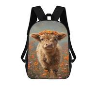 sinyumoney Sacs À Dos Pour Enfants 17inch Floral Cow in Field -3 Sac À Dos Imprimé 3D, Sac D'école, Sac Tendance, Sac De Voyage, Sac Scolaire Pour L'école Ou Les Voyages