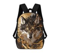 sinyumoney Sacs À Dos Pour Enfants 17inch Golden Wolf Portrait Sac À Dos Imprimé 3D, Sac D'école, Sac Tendance, Sac De Voyage, Sac Scolaire Pour L'école Ou Les Voyages