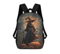 sinyumoney Sacs À Dos Pour Enfants 17inch Halloween Witch with Pumpkins Sac À Dos Imprimé 3D, Sac D'école, Sac Tendance, Sac De Voyage, Sac Scolaire Pour L'école Ou Les Voyages