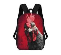 sinyumoney Sacs À Dos Pour Enfants 17inch Intense Rooster Portrait on Red Background Sac À Dos Imprimé 3D, Sac D'école, Sac Tendance, Sac De Voyage, Sac Scolaire Pour L'école Ou Les Voyages