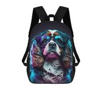 sinyumoney Sacs À Dos Pour Enfants 17inch Neon Cavalier King Charles Spaniel Glasses Sac À Dos Imprimé 3D, Sac D'école, Sac Tendance, Sac De Voyage, Sac Scolaire Pour L'école Ou Les Voyages