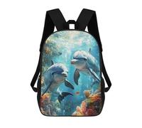 sinyumoney Sacs À Dos Pour Enfants 17inch Ocean Life Dolphins Swimming Sac À Dos Imprimé 3D, Sac D'école, Sac Tendance, Sac De Voyage, Sac Scolaire Pour L'école Ou Les Voyages