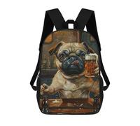 sinyumoney Sacs À Dos Pour Enfants 17inch Pug in Pub Holding Beer Sac À Dos Imprimé 3D, Sac D'école, Sac Tendance, Sac De Voyage, Sac Scolaire Pour L'école Ou Les Voyages