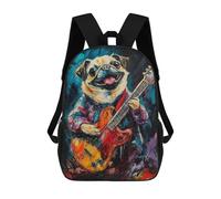 sinyumoney Sacs À Dos Pour Enfants 17inch Pug Playing Guitar Painting Sac À Dos Imprimé 3D, Sac D'école, Sac Tendance, Sac De Voyage, Sac Scolaire Pour L'école Ou Les Voyages