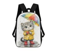 sinyumoney Sacs À Dos Pour Enfants 17inch Rainy Day Kitten-17 Sac À Dos Imprimé 3D, Sac D'école, Sac Tendance, Sac De Voyage, Sac Scolaire Pour L'école Ou Les Voyages
