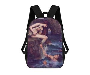 sinyumoney Sacs À Dos Pour Enfants 17inch Siren Mermaid with Lyre Sac À Dos Imprimé 3D, Sac D'école, Sac Tendance, Sac De Voyage, Sac Scolaire Pour L'école Ou Les Voyages