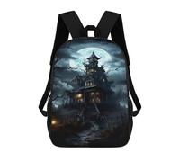 sinyumoney Sacs À Dos Pour Enfants 17inch Spooky Haunted House Scene Sac À Dos Imprimé 3D, Sac D'école, Sac Tendance, Sac De Voyage, Sac Scolaire Pour L'école Ou Les Voyages