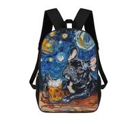 sinyumoney Sacs À Dos Pour Enfants 17inch Starry Night French Bulldog with Beer Mug Sac À Dos Imprimé 3D, Sac D'école, Sac Tendance, Sac De Voyage, Sac Scolaire Pour L'école Ou Les Voyages