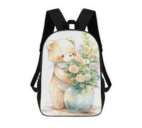 sinyumoney Sacs À Dos Pour Enfants 17inch Teddy Bear with Flower Bouquet Sac À Dos Imprimé 3D, Sac D'école, Sac Tendance, Sac De Voyage, Sac Scolaire Pour L'école Ou Les Voyages