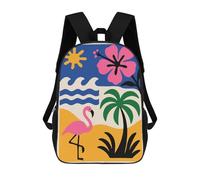 sinyumoney Sacs À Dos Pour Enfants 17inch Tropical Beach Scene with Flamingo Sac À Dos Imprimé 3D, Sac D'école, Sac Tendance, Sac De Voyage, Sac Scolaire Pour L'école Ou Les Voyages