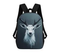 sinyumoney Sacs À Dos Pour Enfants 17inch White Deer Portrait with Dark Antlers Sac À Dos Imprimé 3D, Sac D'école, Sac Tendance, Sac De Voyage, Sac Scolaire Pour L'école Ou Les Voyages