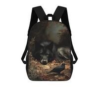 sinyumoney Sacs À Dos Pour Enfants Autumn Wolf And Raven Scene Sac À Dos Scolaire, Cartable Pour Enfants, Sac De Voyage, Sac À Livres, Sac À Dos Imprimé En 3D Pour Garçons Et Filles 17inch
