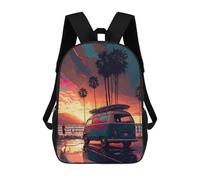 sinyumoney Sacs À Dos Pour Enfants Beach Van Sunset Scene Sac D'école Imprimé En 3D, Sac Tendance, Sac De Voyage Pour L'école Ou Les Voyages 17inch