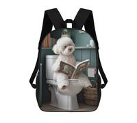 sinyumoney Sacs À Dos Pour Enfants Bichon Frise on The Toilet Sac D'école Imprimé En 3D Pour Enfants, Sac À Dos De Voyage Tendance Pour Écoliers 17inch