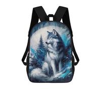 sinyumoney Sacs À Dos Pour Enfants Blue Wolf Portrait Sac D'école Imprimé En 3D Pour Enfants, Sac À Dos De Voyage Tendance Pour Écoliers 17inch