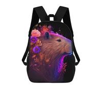 sinyumoney Sacs À Dos Pour Enfants Capybara Colorful Flower Sac D'école Sac À Dos Garçon Sac De Voyage Sac D'écolier Sac À Livres Et Fournitures Scolaires Sacs D'école 17inch