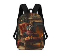 sinyumoney Sacs À Dos Pour Enfants Christmas Dachshund in Armchair by Fireplace Sac D'école Imprimé En 3D Pour Enfants, Sac À Dos De Voyage Tendance Pour Écoliers 17inch