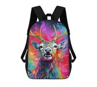 sinyumoney Sacs À Dos Pour Enfants Colorful Deer Portrait-6 Sac À Dos Scolaire, Cartable Pour Enfants, Sac De Voyage, Sac À Livres, Sac À Dos Imprimé En 3D Pour Garçons Et Filles 17inch