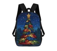 sinyumoney Sacs À Dos Pour Enfants Colorful Stained Glass Christmas Tree Sac D'école Imprimé En 3D, Sac Tendance, Sac De Voyage Pour L'école Ou Les Voyages 17inch