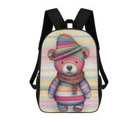 sinyumoney Sacs À Dos Pour Enfants Colorful Striped Teddy Bear Sac À Dos Scolaire, Cartable Pour Enfants, Sac De Voyage, Sac À Livres, Sac À Dos Imprimé En 3D Pour Garçons Et Filles 17inch