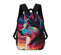sinyumoney Sacs À Dos Pour Enfants Colorful Wolf Portrait Artwork -4 Sac D'école Imprimé En 3D, Sac Tendance, Sac De Voyage Pour L'école Ou Les Voyages 17inch
