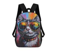 sinyumoney Sacs À Dos Pour Enfants Cool Cat Sunglasses Abstract Painting Sac D'école Imprimé En 3D Pour Enfants, Sac À Dos De Voyage Tendance Pour Écoliers 17inch